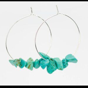 Salty Cali - Rock Candy Turquoise Hoops - Silver Plated